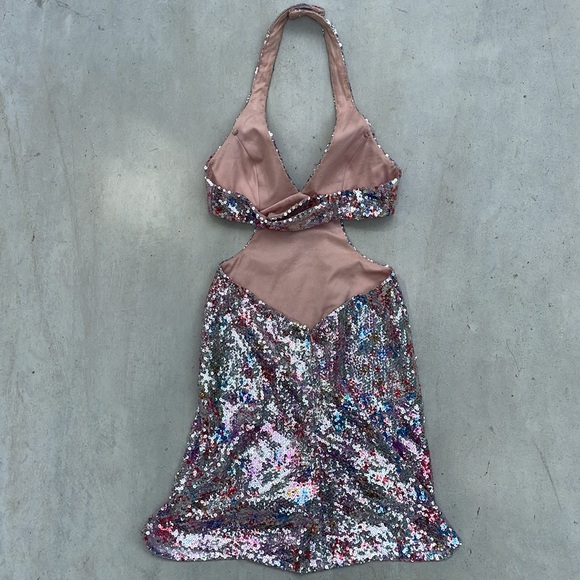 Vintage Faviana Couture Sequin Cut Out Dress - Party Dress - Sparkly - Glam Mini - Picture 4 of 7